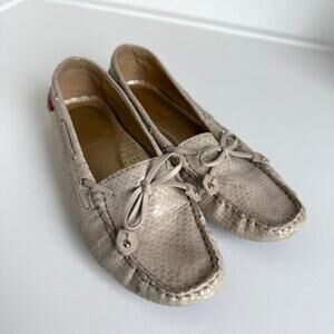 Marc Joseph NY Cypress Hill Moccasins Beige Snakeskin Loafers Women 7.5 Comfort